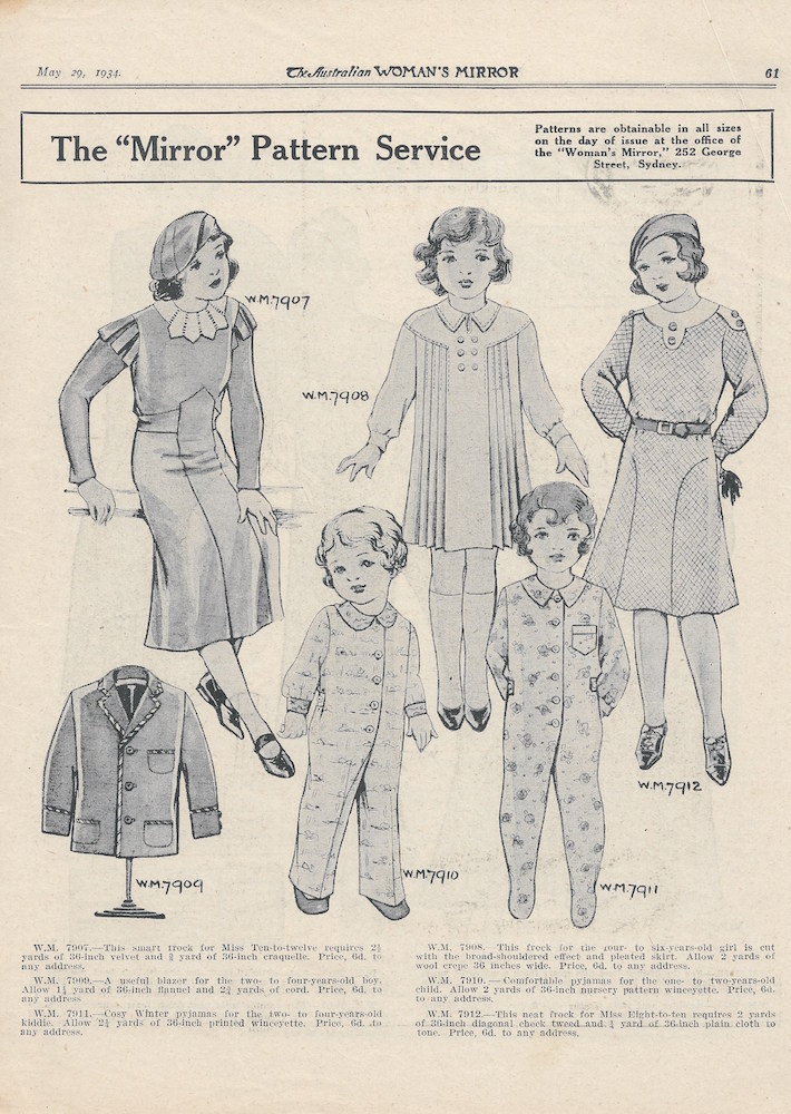 Dresses and pyjamas for girls from May 1934