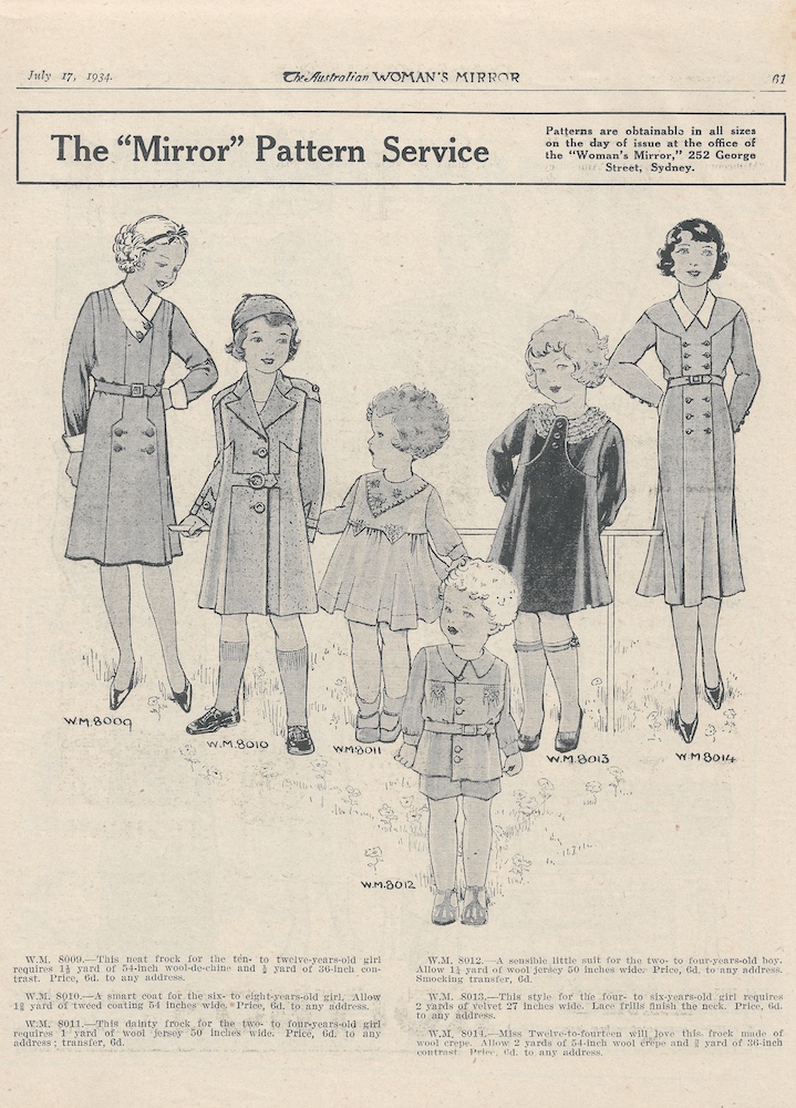 Day wear for girls and boys from July 1934