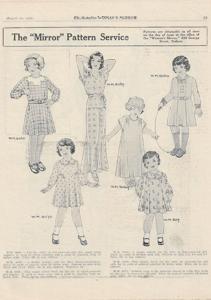 Dresses for play and sleep from August 1934