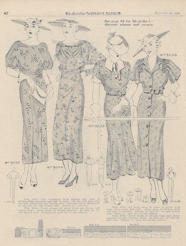 Hats, gloves and dresses for spring 1935