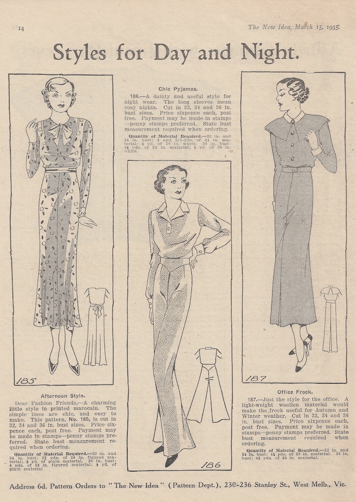 Dresses and pantsuits for Autumn from 1935