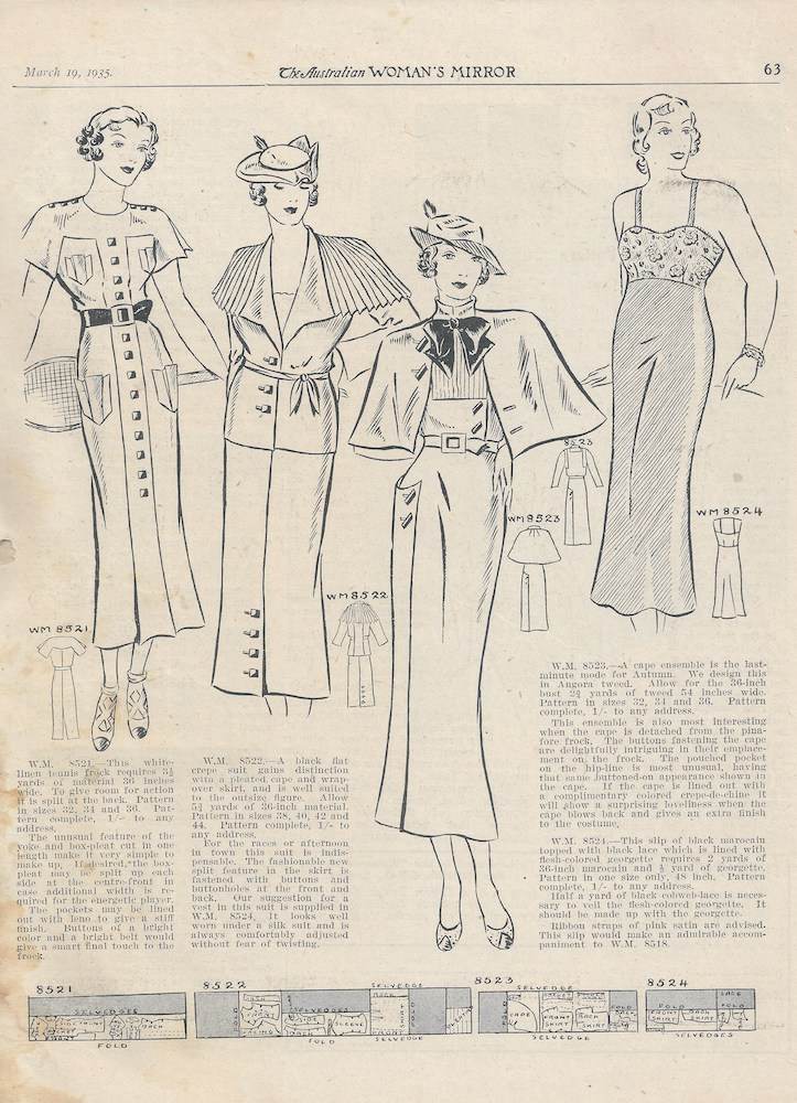 Sportswear and lingerie from autumn 1935