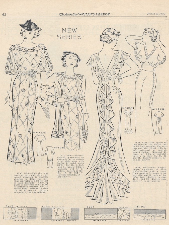 two dresses for evening wear from autumn 1935