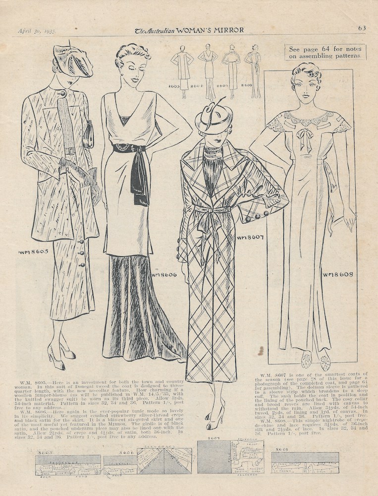 Autumn outfits and lingerie from 1935