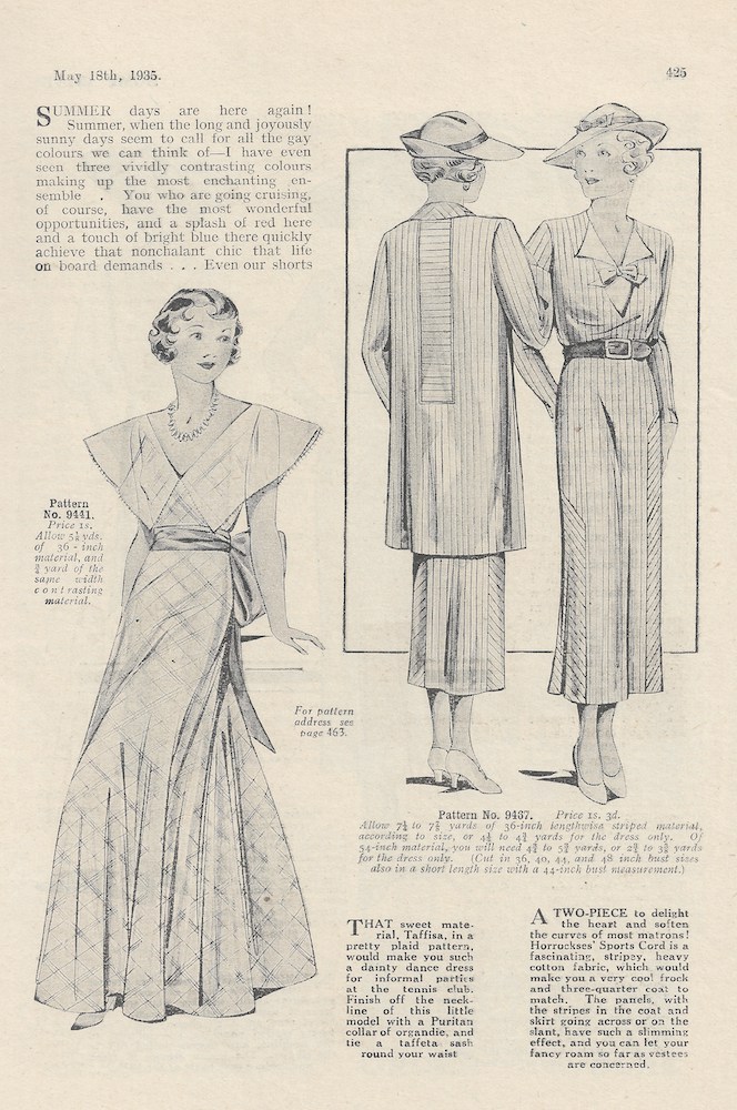 Day and evening wear from summer 1935