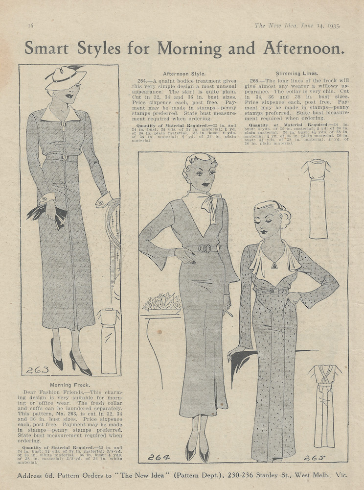 Long sleeved day dresses from 1935