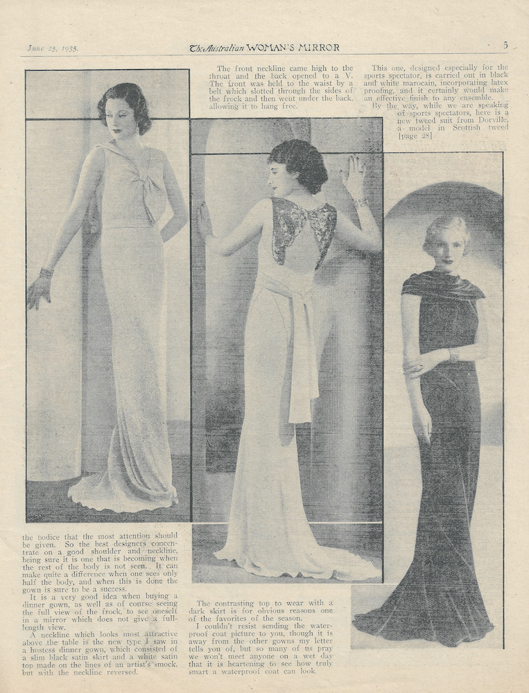 Three evening gowns from 1935