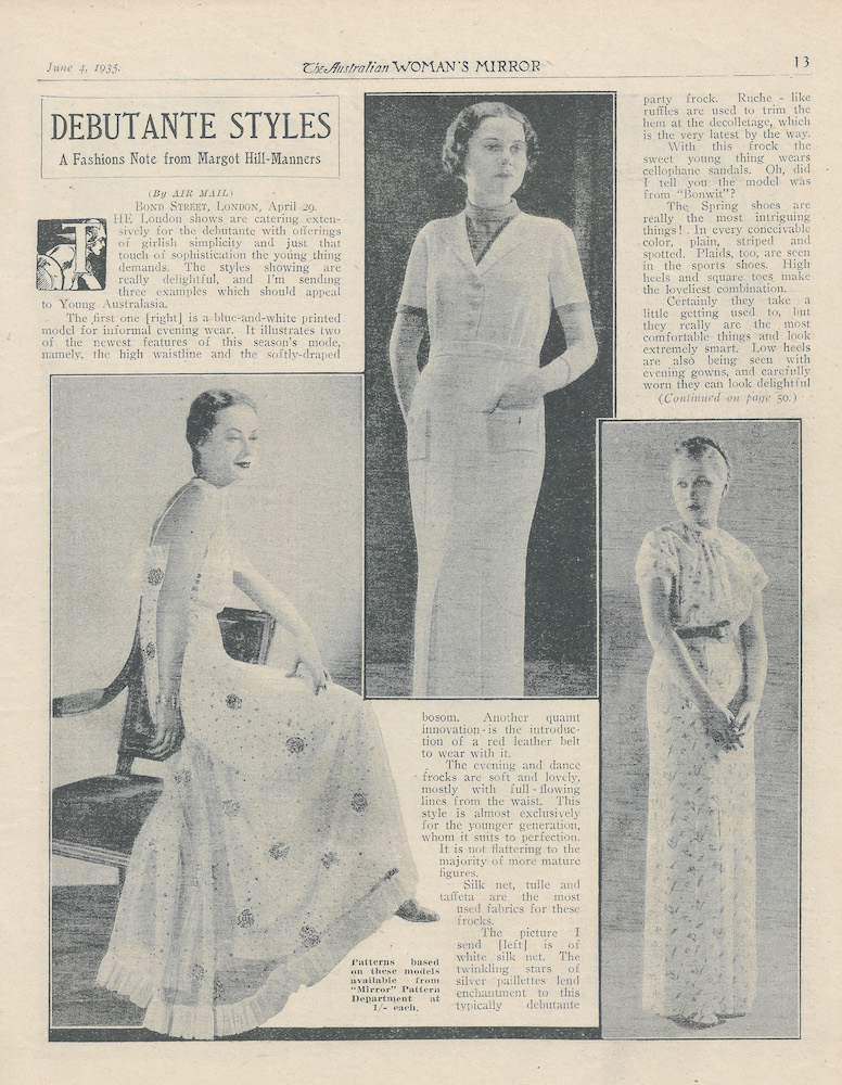 Debutante styles from 
June 1935