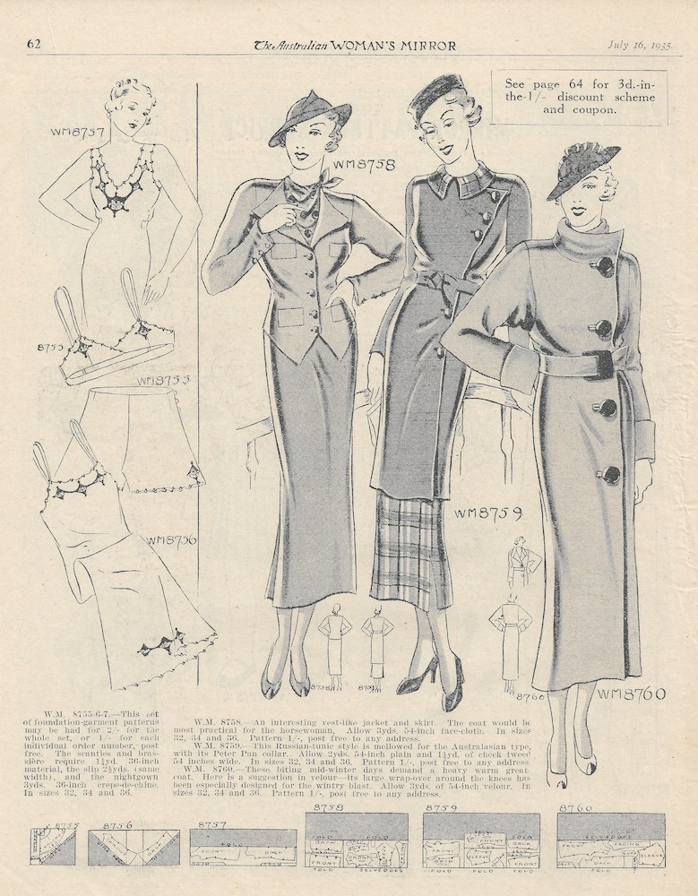 Coats and lingerie for winter 1935