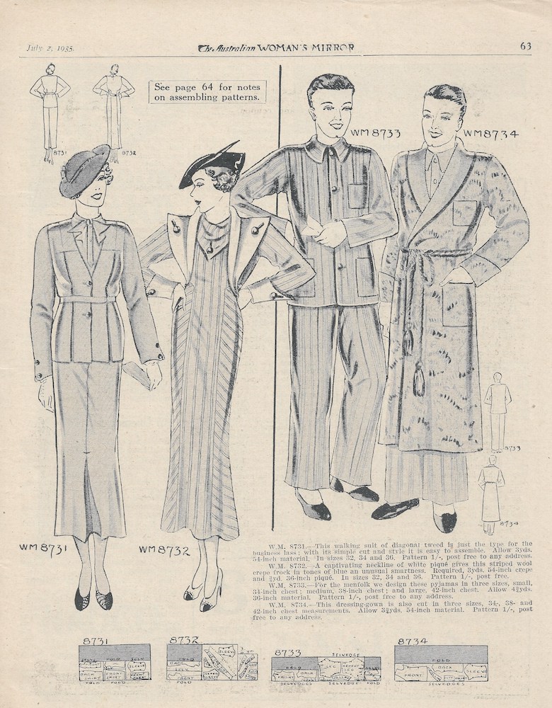 Men's pyjamas and dressing gown from winter 1935