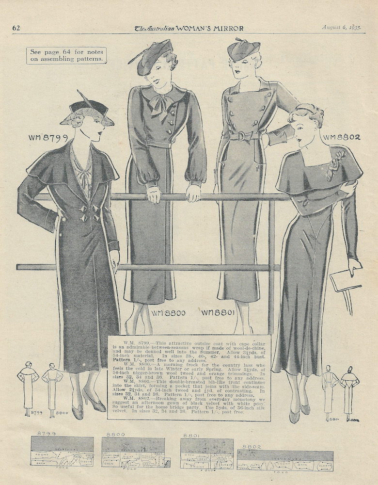 Hats and dresses from winter 1935