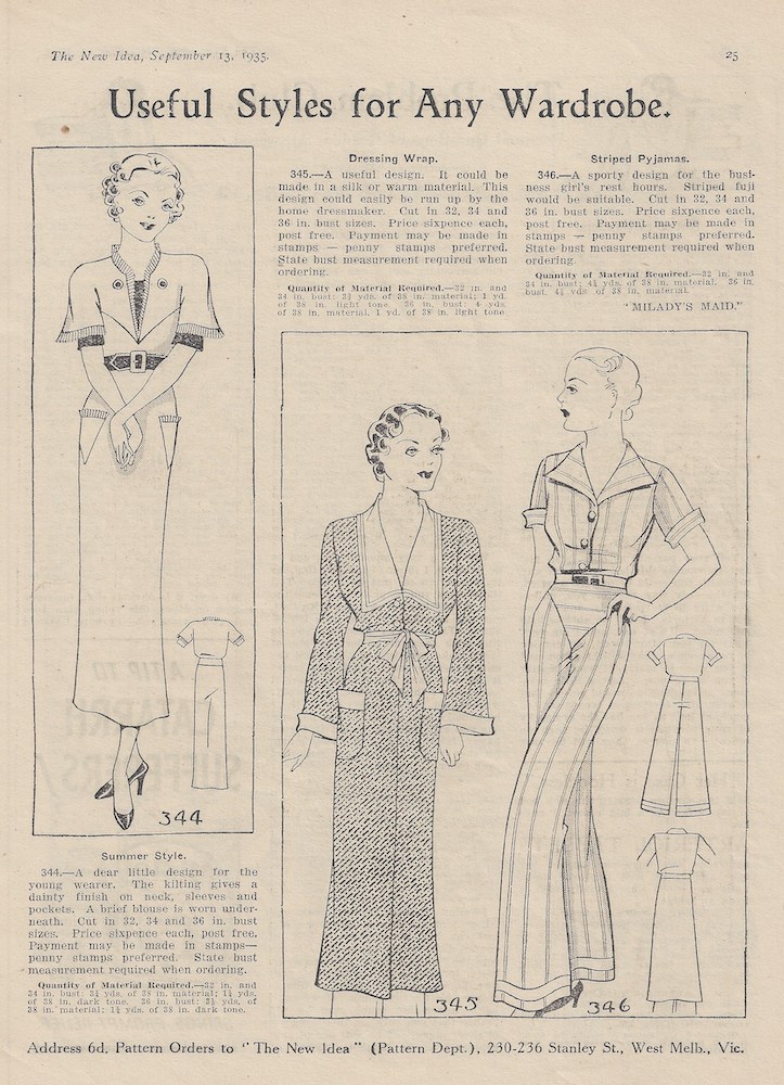 Pyjamas and dressing gown for spring 1935